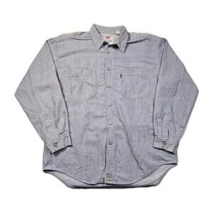 VTG Levi's Railroad Striped Blue Tab Button Up Long Sleeve Shirt - Mens L